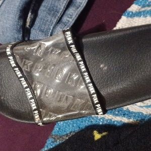 PINK (black and white) slides. Size 7-8